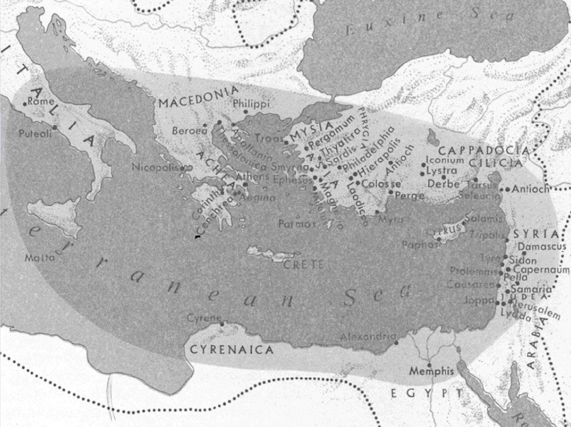 Map showing Greek Churches
